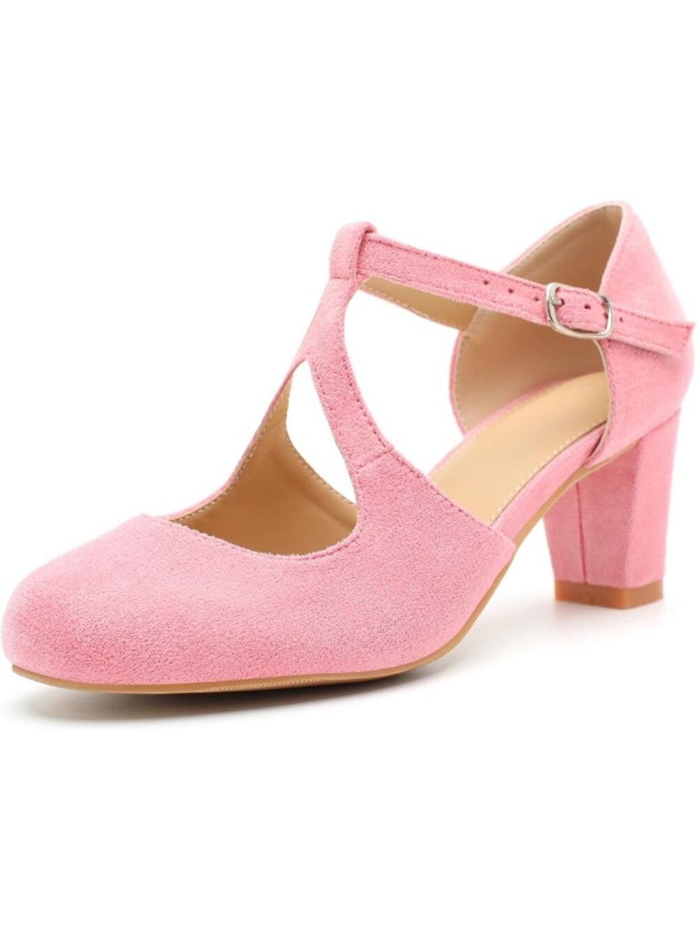 Vintage T Strap Mary Jane Block Heel Pumps | 2.36" Round Toe, Adjustable Buckle